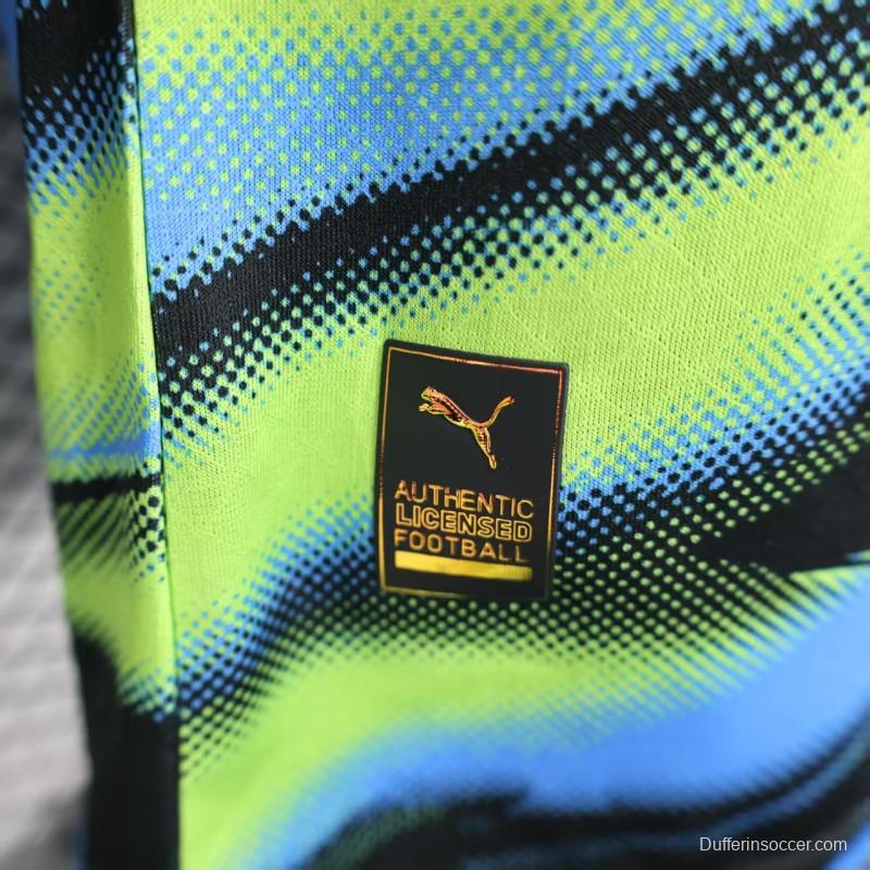 Player Version 25/26 Olympique de Marseille Neon Green Blue Black Gradient Stripe Jersey