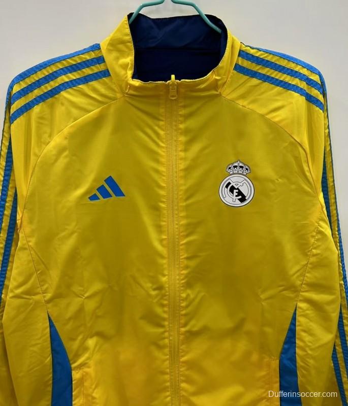 25/26 Real Madrid Yellow/Navy Reversible Windbreaker
