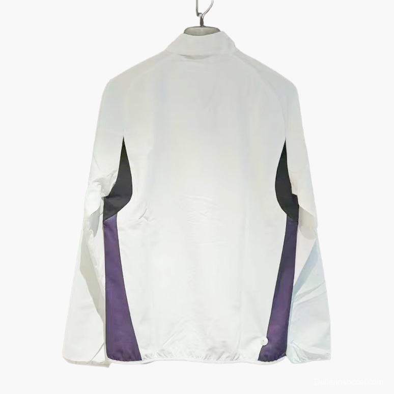 25/26 Manchester United White Full Zipper Windbreaker