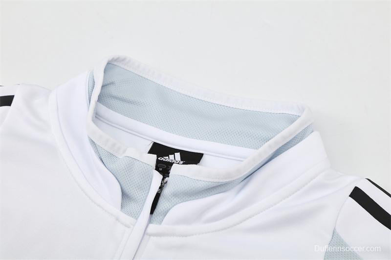 Retro 04/05 Real Madrid White Half Zipper Jacket+Long Pants