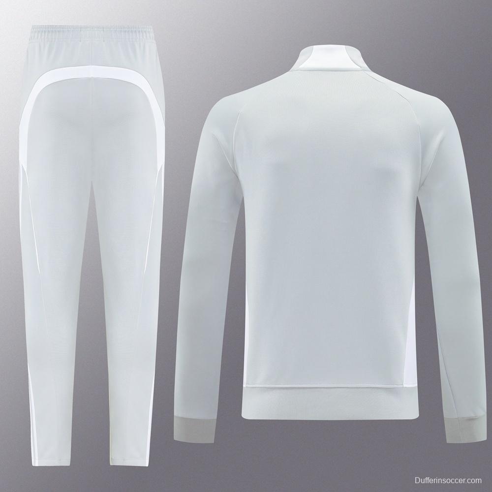 25/26 Real Madrid Grey Full Zipper Jacket + Long Pants