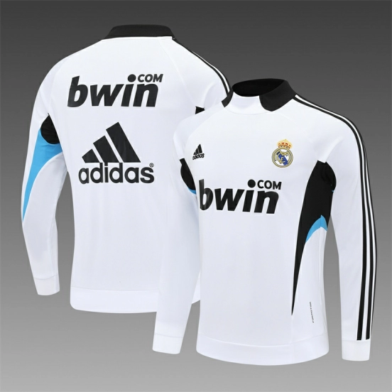 Retro 08/09 Real Madrid White Half Zipper Jacket