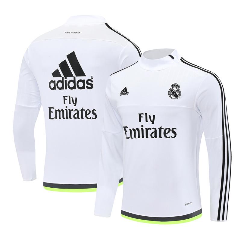 Retro 15/16 Real Madrid White Half Zipper Jacket+Long Pants
