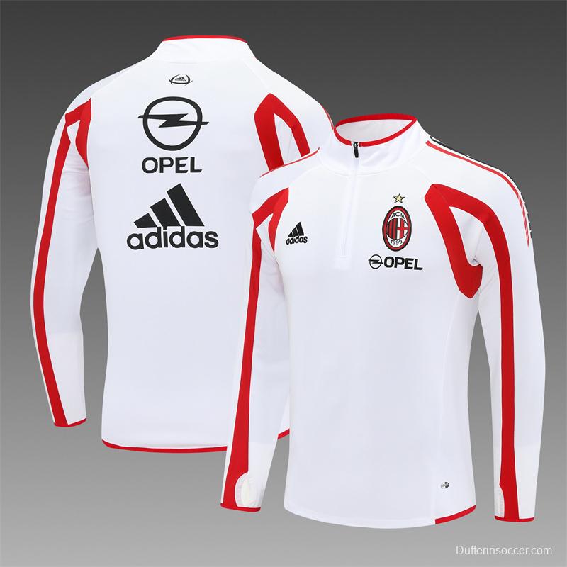 Retro 05/06 AC Milan White Half Zipper Jacket