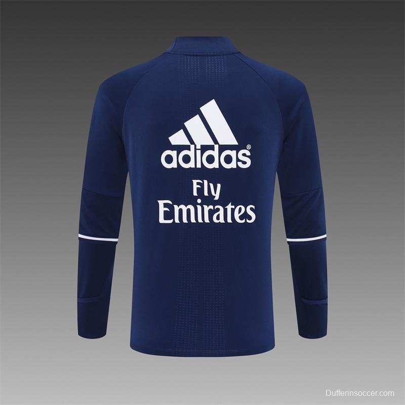 Retro 16/17 Real Madrid Royal Blue Half Zipper Jacket