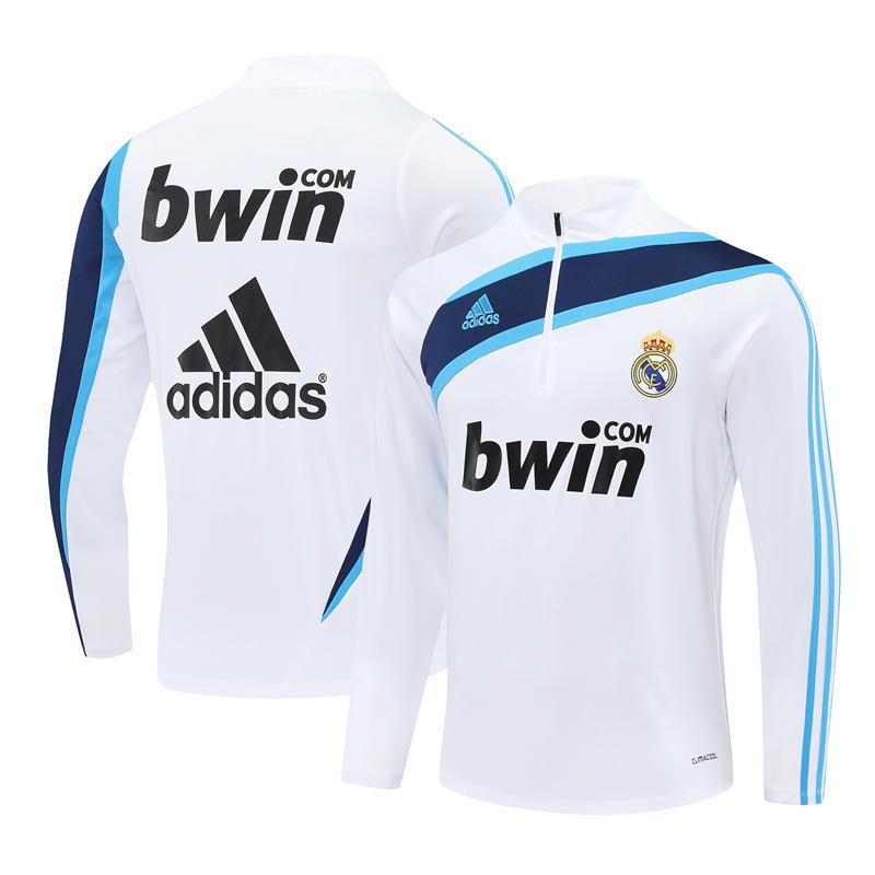 Retro 09/10 Real Madrid White Half Zipper Jacket+Long Pants