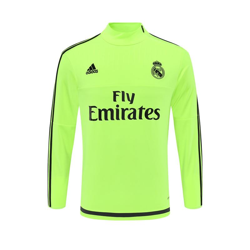 Retro 15/16 Real Madrid Fluorescent Green Half Zipper Jacket