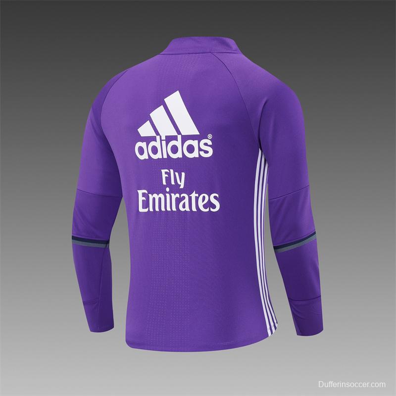 Retro 16/17 Real Madrid Purple Half Zipper Jacket