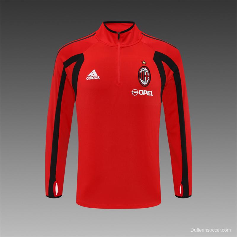 Retro 05/06 AC Milan Red Half Zipper Jacket