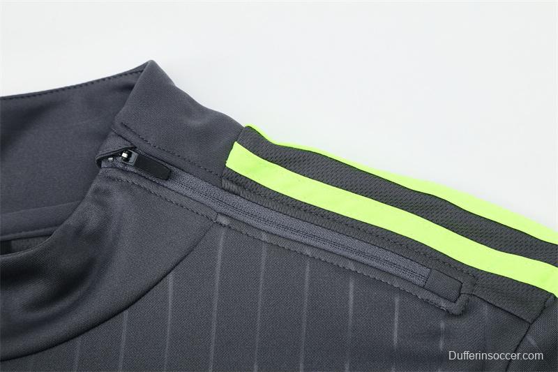 Retro 15/16 Real Madrid Dark Grey Half Zipper Jacket