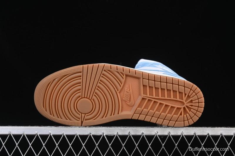 Nike Air Jordan 1 Mid Retro Denim Blue Casual Sneakers - HQ2005-100