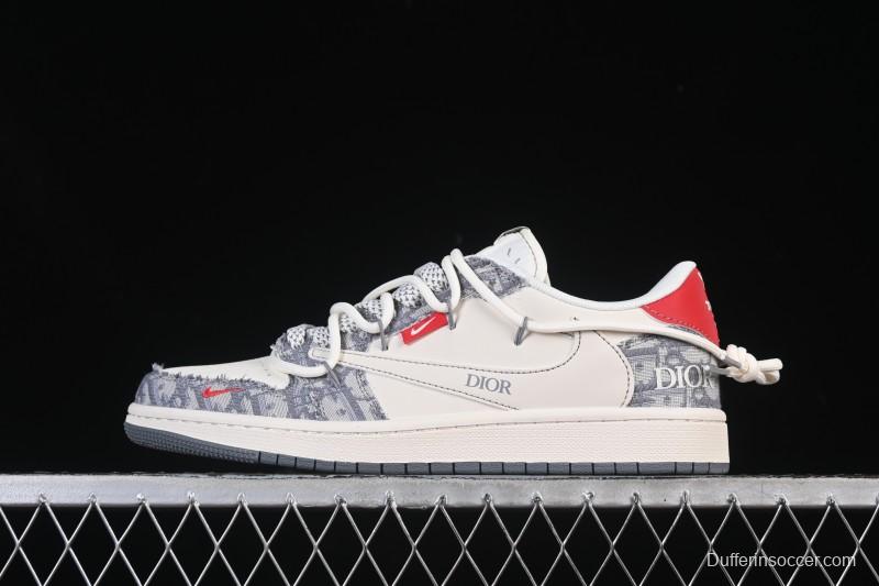 Nike Travis Scott x Fragment Design x Air Jordan 1 Low OG SP AJ1 Low Top Casual Sneakers - HT5088-602