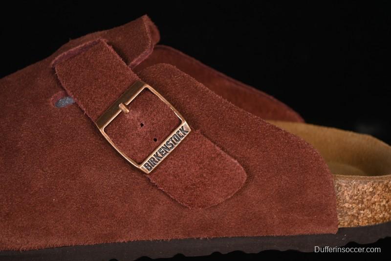 Birkenstock Sandals Series with Soft Leather Upper and Cork Rubber Midsole - Red Wine