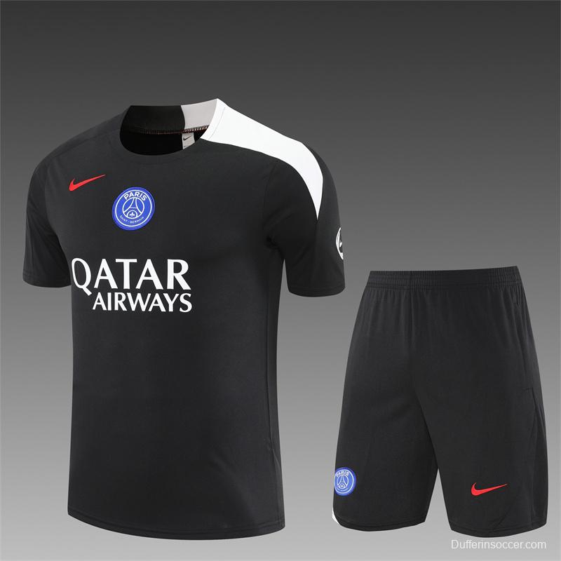 25/26 PSG Black T90 with XS Short Sleeve+Soccer Shorts