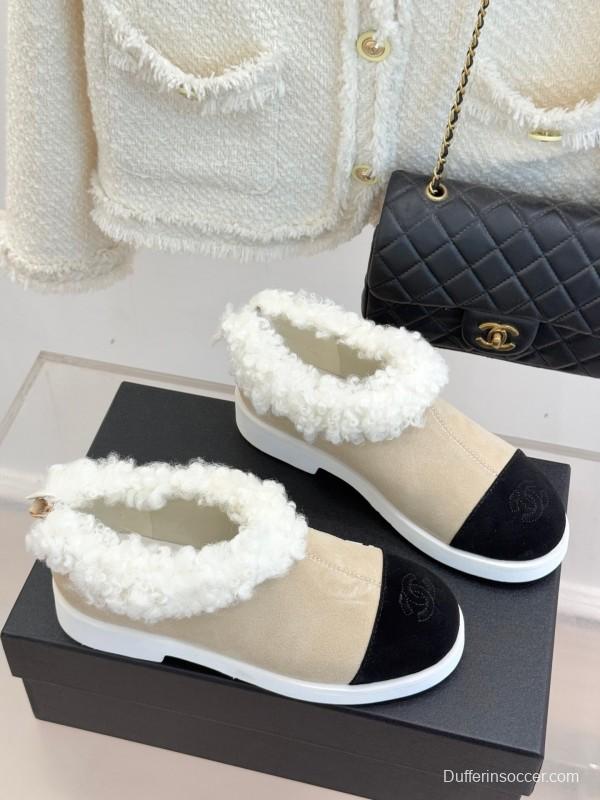 Chanel 2025/SS Double C Color-Block Shearling Snow Boots - KFY00270