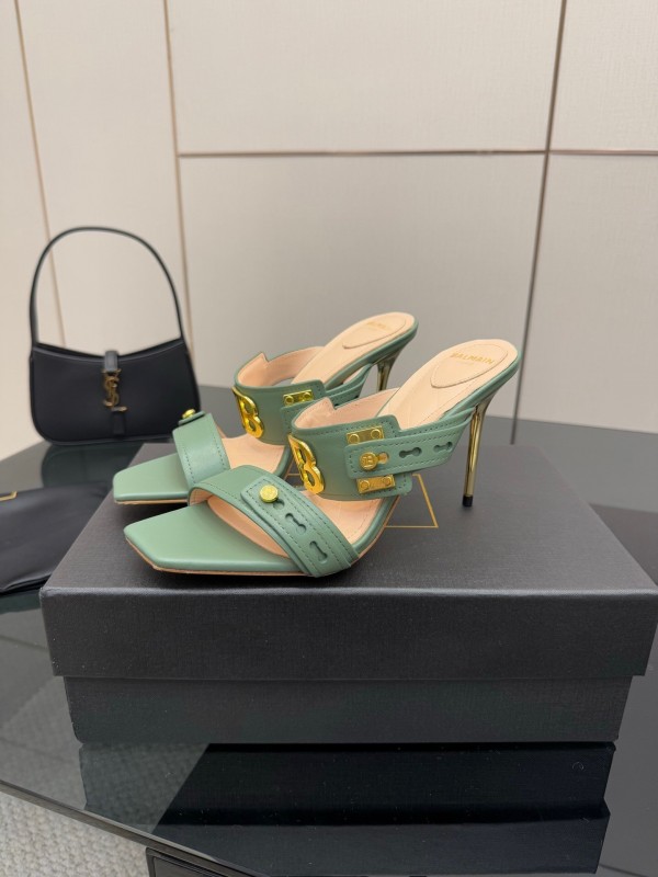 Balmain 2025 SS Metal Heel High Heel Sandals - KFY00320
