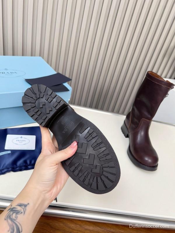 Prada 2025 SS Retro Martin Boots Motorcycle Boots - LY00350