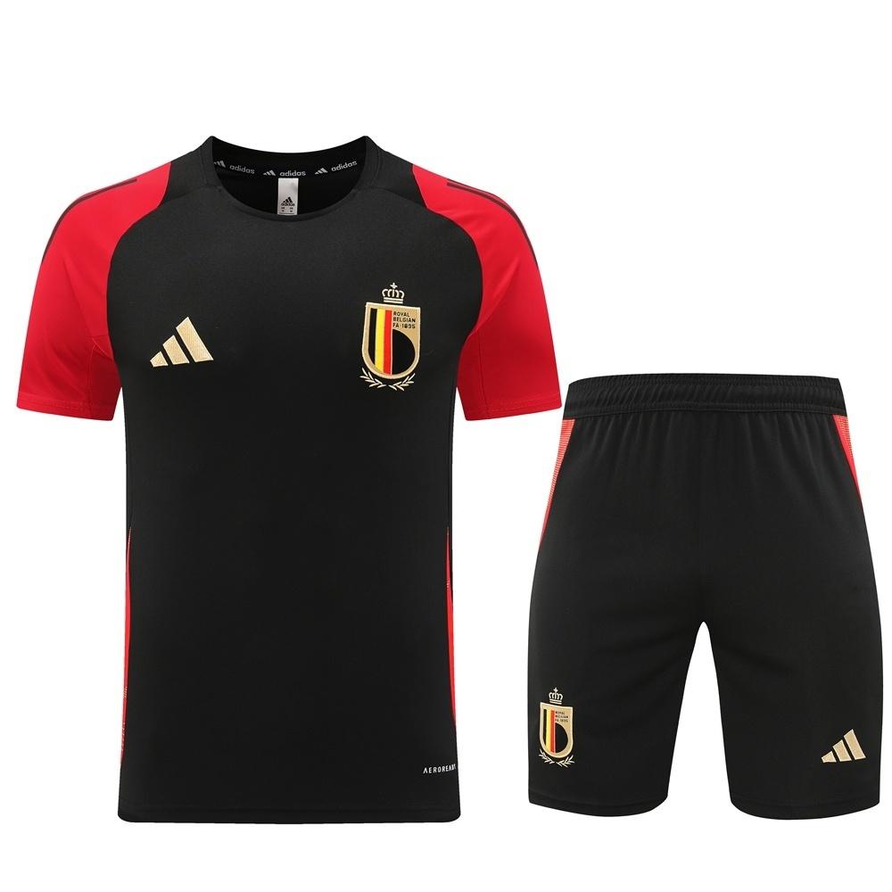 2025 Belgium Black Short Sleeve+Soccer Shorts