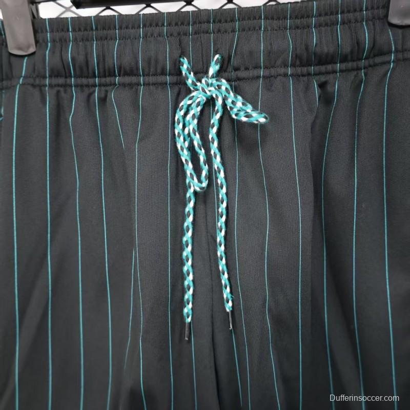 25/26 Liverpool Adidas Original Black with Teal Pinstripes Shorts