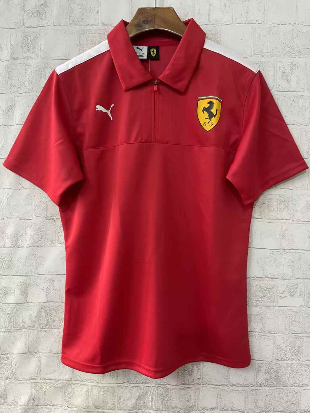 25/26 F1 Scuderia Ferrari Red with White Shoulder Stripes Polo Jersey