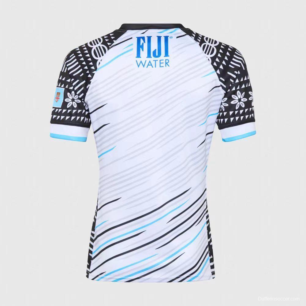 2025 Fiji 7s White with Wave Pattern and Traditional Tapa Cloth Design Jersey