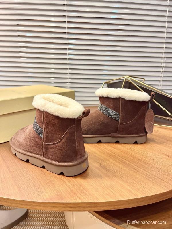 Brunello Cucinelli Winter New Snow Boots Sheepskin Bun Boots - AS00350