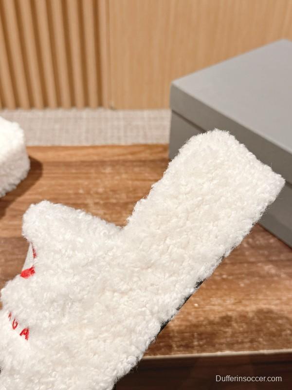 Balenciaga 2025 SS Qixi Limited Series Letter Embroidery Platform Shearling Slippers - AS00200