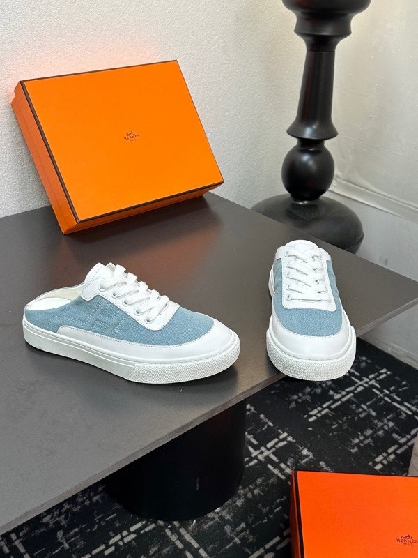 Hermès Deep Series Couple's White Sneakers Casual Skate Shoes - AS00320