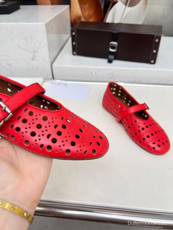 Alaia 2025/SS Perforated Ballet Flats - LY00320