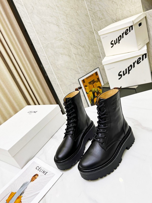 CELINE Triomphe Thin Strap Platform Ankle Boots - L Y00320