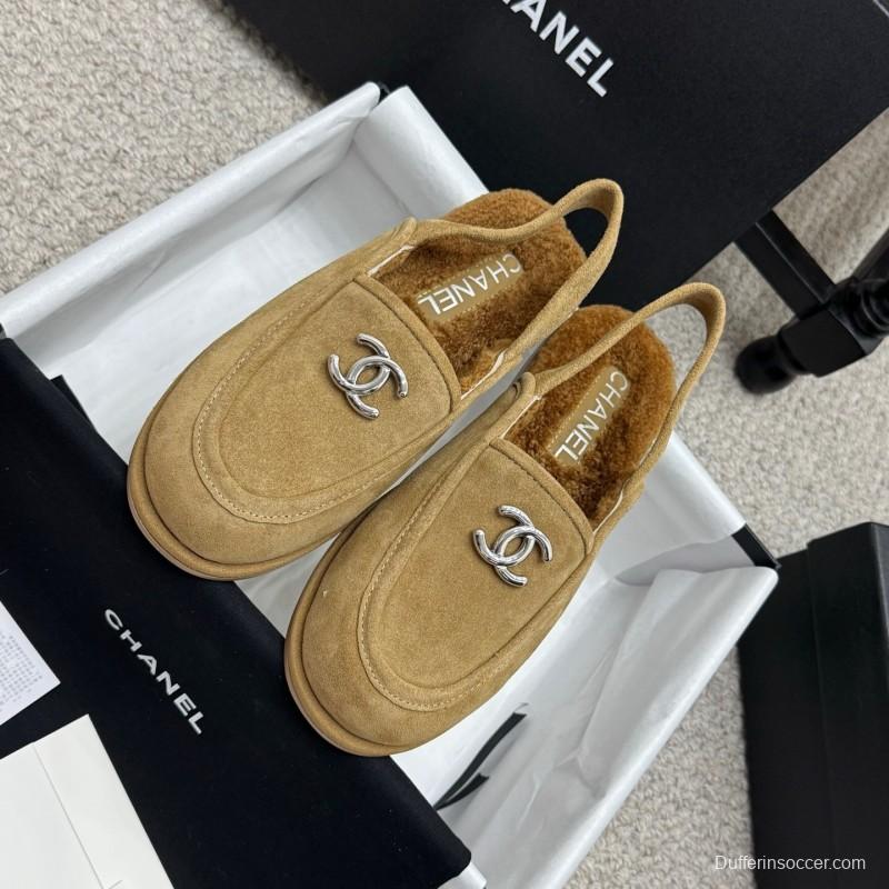 Chanel 2025/SS Teddy Fur Loafers with Double C Logo - KFY00300