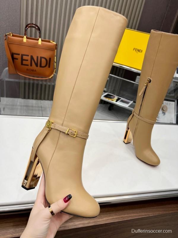 FENDI Delfina Round Toe Boots with FF Buckle - LY00520
