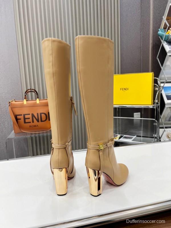FENDI Delfina Round Toe Boots with FF Buckle - LY00520