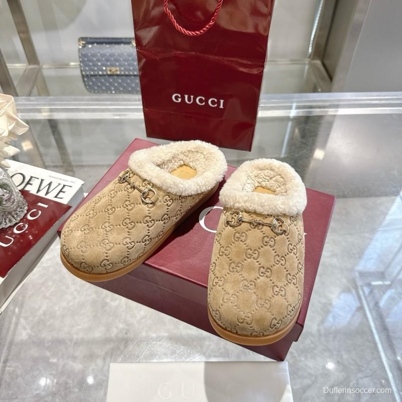 Gucci 2025 SS Autumn Winter New Suede Leather Horsebit Detail Women Wool Loafers - LY00260