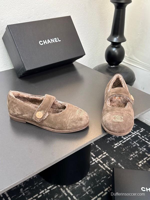 Chanel 2025/SS Autumn Winter New French Mary Jane Shoes Fur Shoes - KFY00300