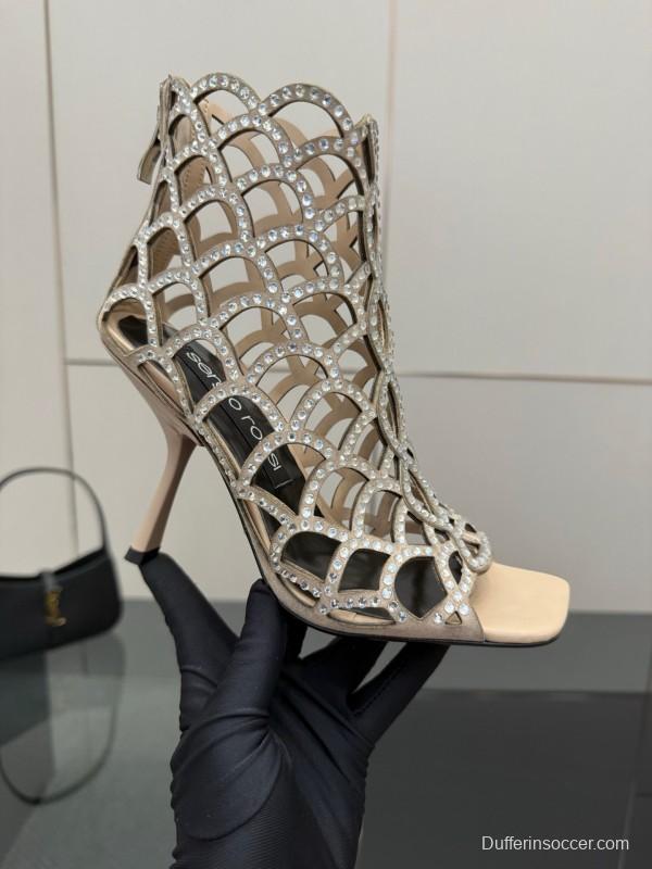 Sergio Rossi Mermaid Sandals 2025/SS Collection with Fishnet Design - KFY00470