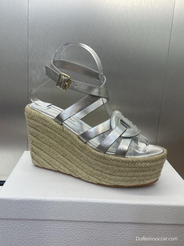 Dior D-Club Jelly Color Hollow Layered Cross Strap Platform High Heel Women's Shoes - KFY00290