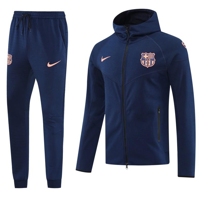 25/26 Barcelona 01 Royal Blue Hoodie Full Zipper Jacket+Long Pants