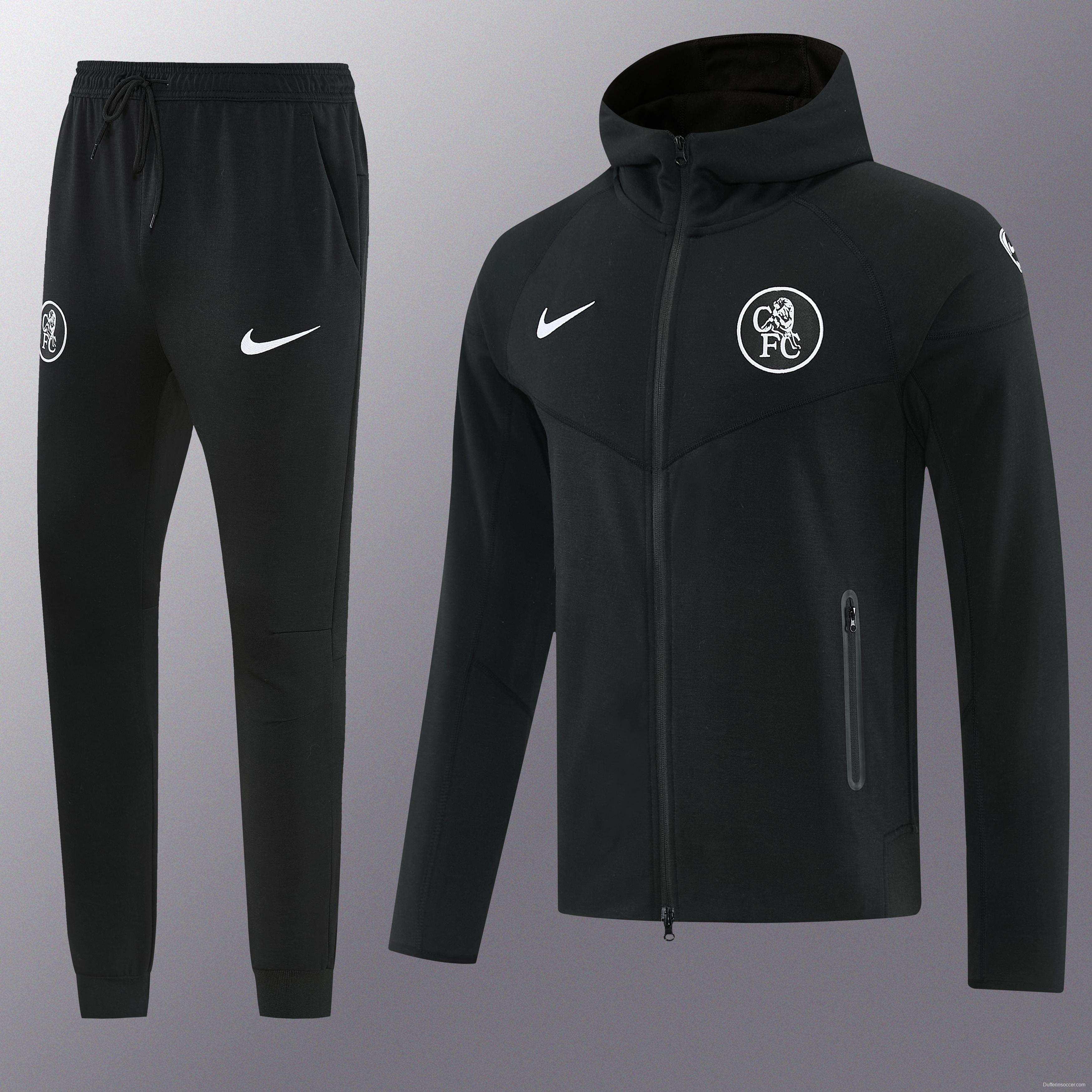 25/26 Chelsea Black Full Zipper Hoodie Windbreaker + Long Pants