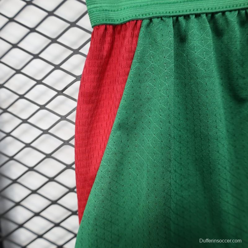 2026 Player Version Morocco Green with Red Side Panels Shorts