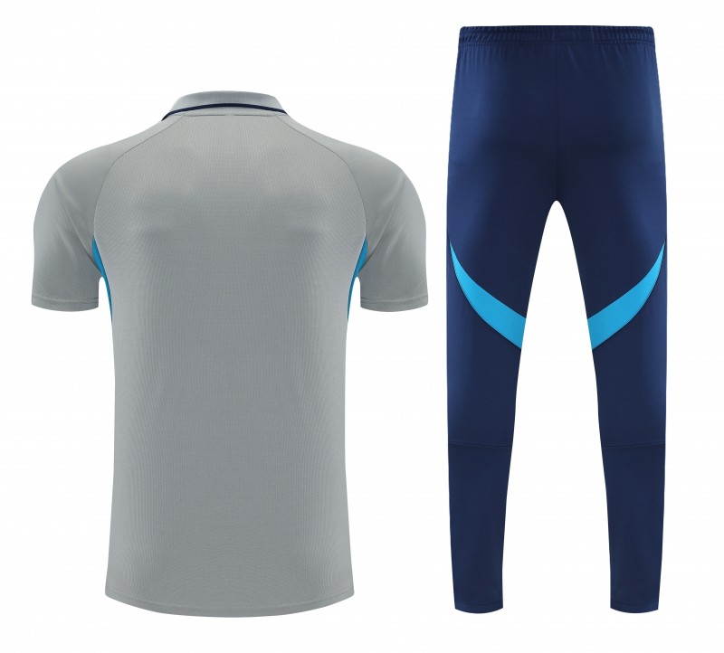 26/27   Arsenal Grey Polo Training Shirt + Long Pants Tracksuit