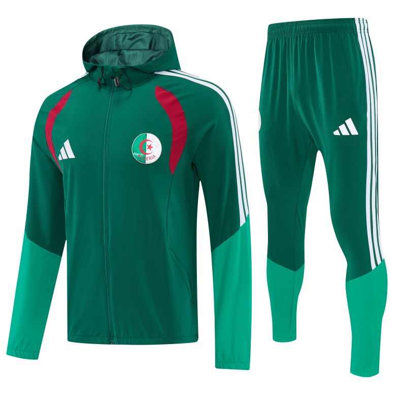 26/27  Algeria Dark Green & Light Green Full Zipper Hooded Jacket Tracksuit + Long Pants