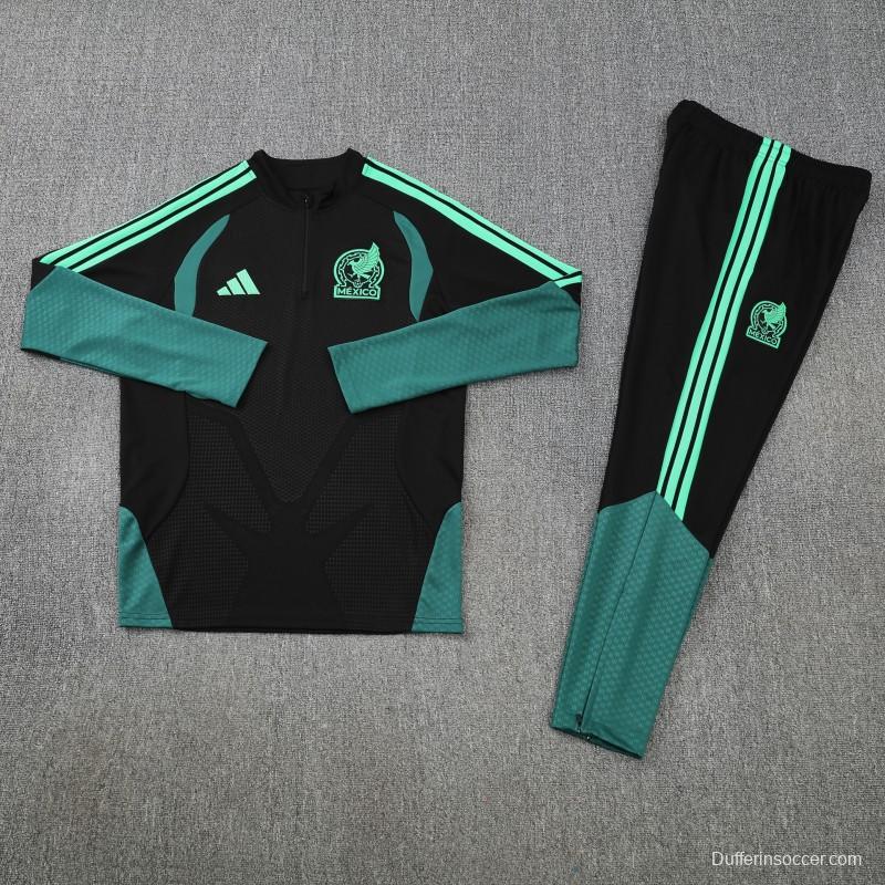 26/27  Mexico Black Half Zipper Jacket Tracksuit + Long Pants