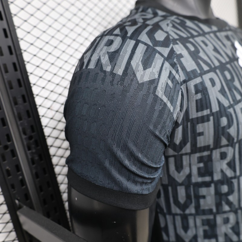 Player Version 26/27 River Plate Away Black with All-Over Letter Print Jersey