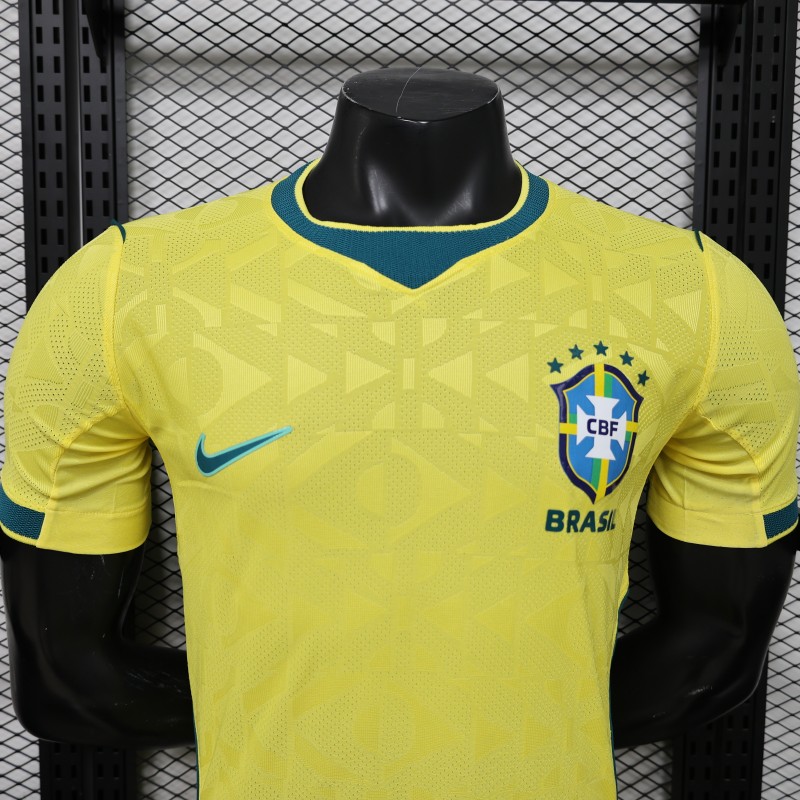 Player Version 2026 Brazil Yellow  Geometric Pattern Home Jersey