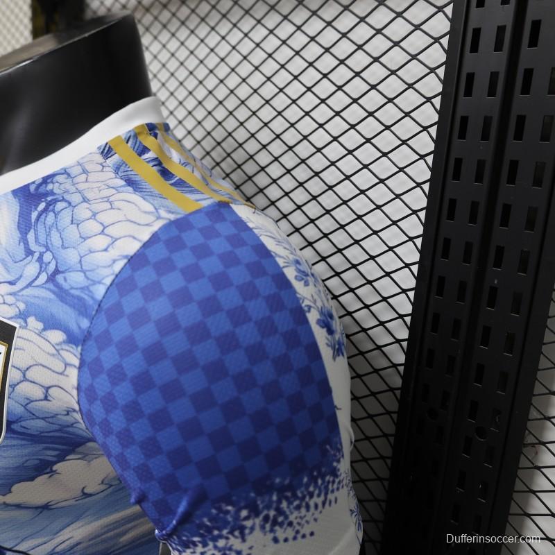 Player Version 2026 Japan Adidas Special Edition "Samurai Blue Dragon" Full Sublimation White Jersey