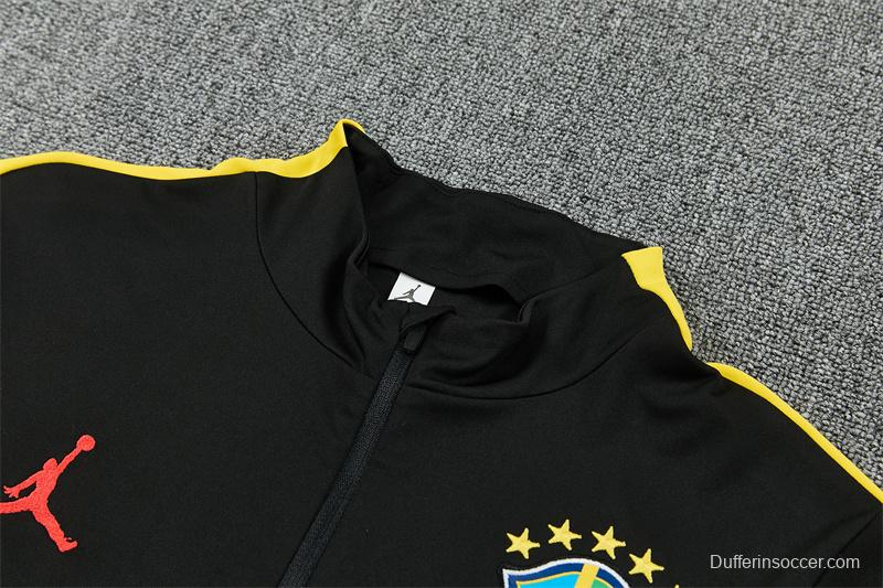 2026 Brazil Black & Yellow Half Zipper Jacket Tracksuit + Long Pants
