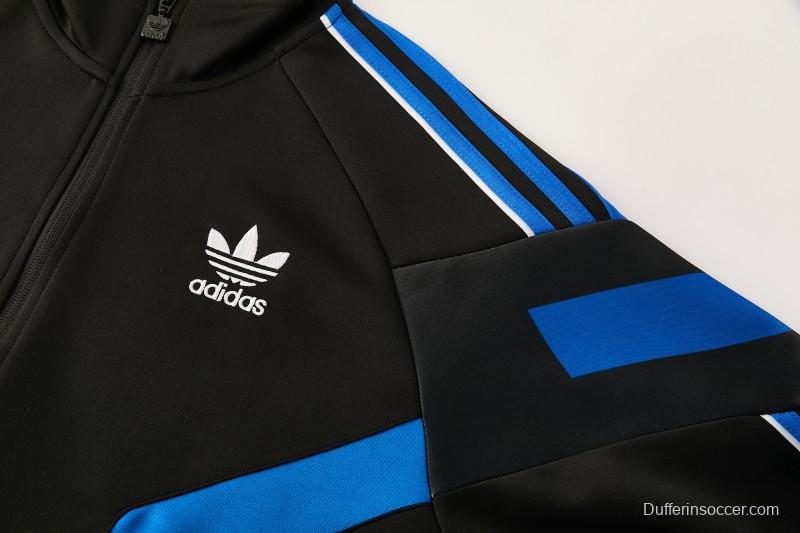 2026/27 Adidas Originals Black & Royal Blue Full Zipper Jacket Tracksuit + Long Pants