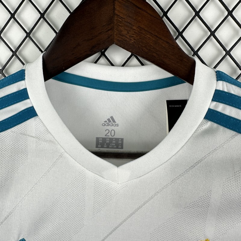Retro Kids 17/18 Real Madrid Home Long Sleeve Jersey