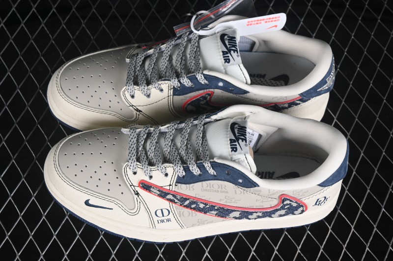 Nike Travis Scott x Fragment Design Air Jordan 1 Low OG SP Collaboration Casual Skate Shoes - XD1979-006